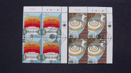 UNO-Wien 830/1 Oo/FDC-cancelled Eckrandviererblock ´B´, Freimarken: UNO-Gebäude - Used Stamps