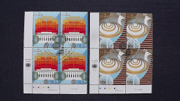 UNO-Wien 830/1 Oo/FDC-cancelled Eckrandviererblock ´C´, Freimarken: UNO-Gebäude - Used Stamps