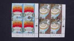 UNO-Wien 830/1 Oo/FDC-cancelled Eckrandviererblock ´D´, Freimarken: UNO-Gebäude - Used Stamps