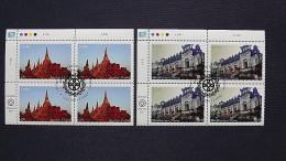 UNO-Wien 884/5 Oo/FDC-cancelled Eckrandviererblock ´A´, UNESCO-Welterbe: Südostasien - Used Stamps