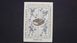 Rumänien 5315/8 Block 310 **/mnh,  Fußball-Weltmeisterschaft, Frankreich - Nuovi