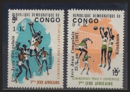 République Démocratique Du Congo - Volleyball, Timbres De 1965 Surchargés En 1967 - 2 Val Neufs ** // Mnh - Neufs