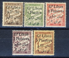 TGrand Liban 1924 Timbre Taxe Sovrastampa Bilingue Serie N. 6 - 10 MLH Catalogo € 35 - Portomarken
