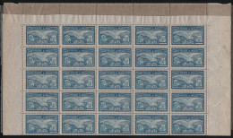 St Pierre Et Miquelon 1909-30 MNH Sc 98 Partial Sheet Of 50 50c Fulmar Petrel, Blue And Pale Blue - Hojas Y Bloques