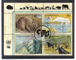 Yabe133 UNO NEW YORK 1993 MICHL 644/47  VIERERBLOCK GEFÄHRTERTE ARTEN Used / Gestempelt - Used Stamps