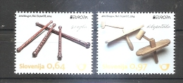SLOVENIA 2014,EUROPA CEPT,MUSIC INSTRUMENTS,THE RATLE AND HALOZE FLUTE,,MNH - 2014