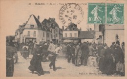 HESDIN (Pas De Calais) - Place Du Marché Aux Porcs - Très Animée - Hesdin