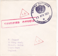 UNEF GAZA Certified Official Mail Uniterd Nations  Emegency Force 1963 - Otros & Sin Clasificación