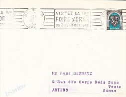 Flamme D´obiltération RBV-- OranRP-1955-Visitez La IVè Foire D'Oran Du 3 Au 18 Octobre - Lettres & Documents
