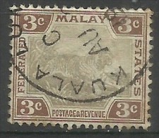 Federated Malay States - 1904 Tiger (Multiple Crown CA W/mark) 3c Used  Sc 27 - Federated Malay States