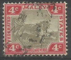 Federated Malay States - 1904 Tiger (Multiple Crown CA W/mark) 4c Used  Sc 28b - Federated Malay States