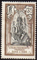 Inde Obl. N°  27 - Dieu BRAMA 3ct .Lilas Et Noir - Used Stamps
