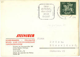 1961 Mi346 OP POSTKARTE  VAN HAMELN? NAAR DUSSELDORF ZIE SCAN(S) - Sonstige & Ohne Zuordnung