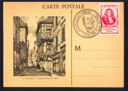 FDC Premier Jour  - Carte Journée Du Timbre 1947 - CHALON Sur SAONE - LOUVOIS (2) - ....-1949