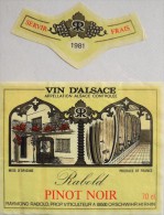 ETIQUETTE De VIN D'ALSACE - PINOT NOIR 1981 - Raymond RABOLD - En Bon état - - Riesling