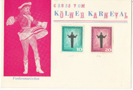 1958 Mi179+180 OP KAART "GRUSS VOM KOLNER KARNAVAL - FUNKENMARIECHEN" GEEN STEMPELS!! ZIE SCAN(S) - Briefe U. Dokumente