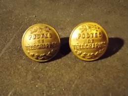 Lot De 2 Beaux Boutons Postes Et Telegraphes T.W & W Paris - Botones