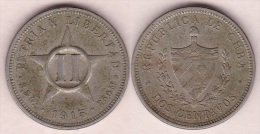 1915-MN-100 CUBA REPUBLICA 2c KM# A10 1915. ESTRELLA - Cuba