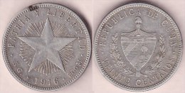 1916-MN-108 CUBA REPUBLICA 20c KM# 13.2 1916. ESTRELLA. SILVER 5 Gr - Kuba