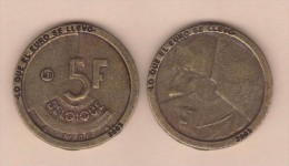 BELGICA 5 FRANCOS 1.986 KM#163 REPLICA  Colección "LO QUE EL EURO SE LLEVO" SC/UNC  Réplica  T-DL-11.532 - 5 Francs