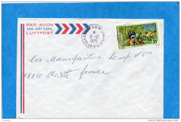 MARCOPHILIE-lettre  - NLLE CAL -cad-POUM -1975-stamps-   N° A164-pilou-pour Françe - Covers & Documents