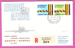 NATIONS UNIS UNITED NATIONS 1978 - Premier Vol First Flight Erstflug Geneve Geneva Genf Maseru - Cartas & Documentos