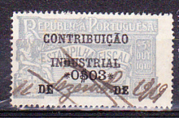 CONTRIBUIÇÃO INDUSTRIAL / ESTAMPILHA FISCAL - 0$03 .. 1919 Azul Claro - Gebruikt