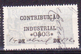 CONTRIBUIÇÃO INDUSTRIAL / ESTAMPILHA FISCAL - 0$03 .. 1920 Azul Claro - Oblitérés