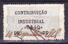 CONTRIBUIÇÃO INDUSTRIAL / ESTAMPILHA FISCAL - 0$40   Azul Claro - Oblitérés