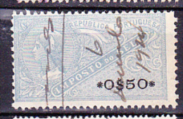 CONTRIBUIÇÃO INDUSTRIAL / ESTAMPILHA FISCAL - 0$50  Azul Claro, 1924 - Oblitérés