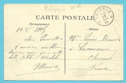 Kaart (GHYVERINCHOVE) Met Sterstempel (Relais)  * LEYSELE * Op 10/8/1915 - Zone Non Occupée