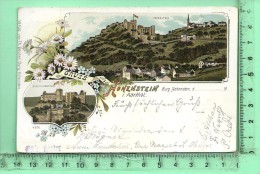 HOHENSTEIN: Gruss, Lithographie Multi-vues, Panorama, Burg, Au Dos Tampon Commercial Restaurant Theodor Becker - Hohenstein-Ernstthal