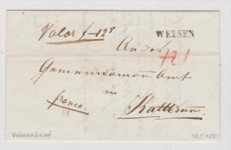 Heimat SG WEESEN 1850-05-18 Valorenbrief Nach Kaltbrunn - 1843-1852 Poste Federali E Cantonali