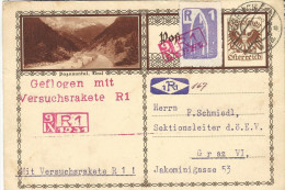 (6258)  Raketenpost 1931 Österreich, Versuchsrakete R1, Karte  Mit R1 Vignette - Autres (Air)
