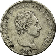 Monnaie, États Italiens, SARDINIA, Carlo Felice, 5 Lire, 1827, Genoa, TTB - Andere & Zonder Classificatie