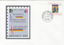 36041- GERMANFRENCH PHILATELIC EXHIBITION IN BREMEN, COVER STATIONERY, 2003, GERMANY - Enveloppes - Oblitérées