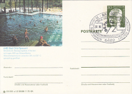 36044- BAD ORB SPA TOWN, SWIMMING POOL, GUSTAV HEINEMANN, POSTCARD STATIONERY, 1972, GERMANY - Geïllustreerde Postkaarten - Gebruikt