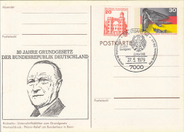 36051- FEDERAL REPUBLIC ANNIVERSARY, POSTCARD STATIONERY, CASTLE STAMP, 1979, GERMANY - Illustrated Postcards - Used