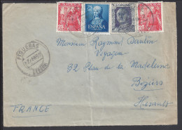 ESPAGNE - 1952 -  ENVELOPPE DE FIGUERAS A DESTINATION DE BEZIERS - FR - - Republicans Censor Marks