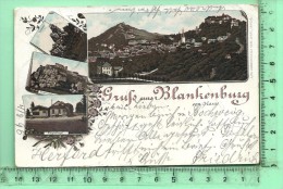 BLANKENBURG: Gruss, Litographie Multi-vues, Panorama, Regenstein, Grossvater, Ziegenkopf - Blankenburg