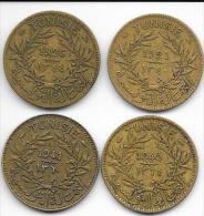 TUNISIE - LOT DE 4 PIECES - BON POUR 1 FRANC  - 1921 - 1926 - 1941 - 1945 - Túnez