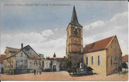 CPA .   HASSLOCH ..  PFALZ.  GRSSE PROT . KIRCHE  V. KRIEGERDENKMAL.. TBE.. - Hassloch