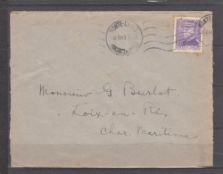 Lettre De MONTE-CARLO Monaco  Le 8 III 1943 Pour LOIX-en-RE  Charente Mme  Timbre SEUL Sur LETTRE - Storia Postale