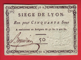 - Siège De Lyon. 50 Sous. Emission Du 19 Septembre 1793 - - Assignats