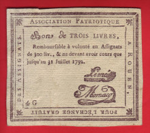 - ROUEN. Association Patriotique. Bon De Trois Livres - - Assegnati