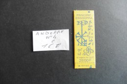 Andorre Français :Carnet  N°4 Neuf  D'usage Courant - Postzegelboekjes