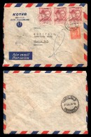 E)1948 CZHESCHOSLOVAKIA, FRANTISEK PALACKY,F.L. RIEGER , STRIP OF 3,  AIR MAIL, CIRCULATED COVER TO MEXICO, RARE DESTINA - Poste Aérienne