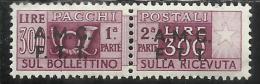 TRIESTE A 1947 1948 AMG-FTT SOPRASTAMPATO D'ITALIA ITALY OVERPRINTED PACCHI POSTALI PARCEL POST LIRE300 MNH BEN CENTRATO - Colis Postaux/concession