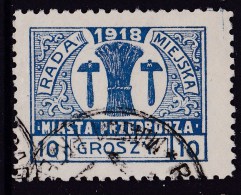 POLAND 1918 Przedborz Local Fi 10B T.3 Signed Petriuk Used ZL10 - Varietà E Curiosità