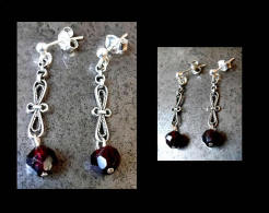 Boucles Austro-hongroises Grenat / Hungarian Silver And Garnet Earrings - Earrings